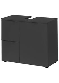 Xora Waschbeckenunterschrank , Schwarz , Metall , 1 Fächer , 2 Schubladen , einzeln stellbar , 70x60x35 cm , FSC , stehend , Badezimmer, Badmöbel,