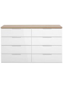 CARRYHOME Sideboard , Eiche Artisan, Weiß Hochglanz , Metall , 8 Schubladen , 136x82x44 cm , FSC MIX , Typenauswahl, Beimöbel erhältlich, stehend ,