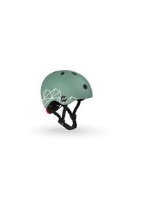 Scoot and Ride Kinderhelm , Grün , Kunststoff, Textil , Gr. Xxs-S , RoHS , Magnetverschluss, mit LED-Licht, Kinnpolster , Freizeit & Co, Sport &