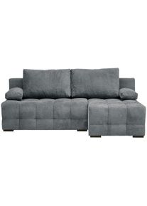 Ecksofa , Dunkelgrau , Textil , Füllung: Faserbällchen, Schaumstoffflocken,Faserbällchen, Schaumstoffflocken , Ottomane rechts, L-Form , 204x145 cm ,