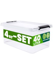 Deuba Aufbewahrungsbox 4er-Set Transparent 58x39x26cm 40L stapelbar