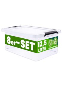 Deuba Aufbewahrungsbox 8er-Set Transparent 39x29x17cm 12,5L stapelbar