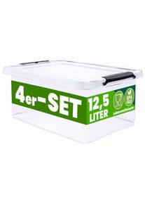 Deuba Aufbewahrungsbox 4er-Set Transparent 39x29x17cm 12,5L stapelbar