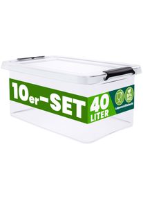 Deuba Aufbewahrungsbox 10er-Set Transparent 58x39x26cm 40L stapelbar