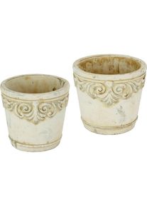 Home Affaire , Übertopf, (Set, 2 St.), Betonübertopf mit Ornamenten, Vase , weiß