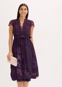 Dirndl med broderi og fløyelsskjørt (2-delt sett), lilla, størrelse 44, bonprix