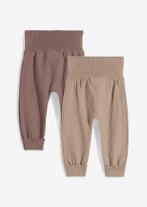 Strikkebukse til å vokse i av bomullsmiks (2-pack), brun, størrelse 92/98, bonprix