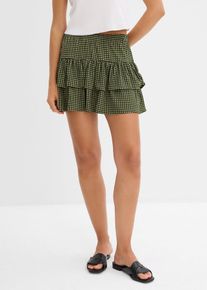 Kappeskjørt av strukturert krepp, grønn, størrelse 32/34 (XS), bonprix