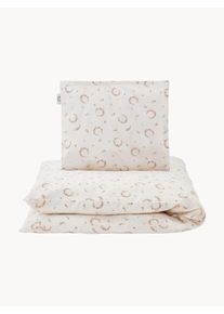 Kas Kopenhagen Ropa de cama infantil de satén Wreath Beige Satén, Algodón 135 x 200 cm + 1 cojín 80 x 80 cm