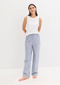 Pigiama con top a costine e pantaloni in tessuto, Bianco, Taglia 54/56 (XL), bonprix