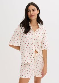 Pigiama estivo oversize in filato fiammato, Bianco, Taglia 46/48 (M), bonprix