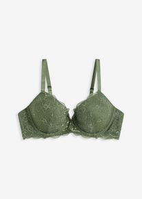 Reggiseno con coppe preformate e pizzo delicato, Verde, Taglia 75B, bonprix