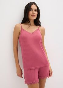 Pigiama estivo in jersey pointelle morbido, Rosso, Taglia 50/52 (L), bonprix