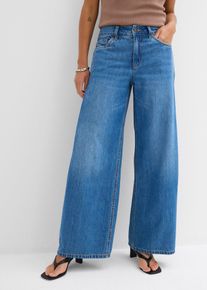 Jeans wide leg vita media, Blu, Taglia 42, bonprix