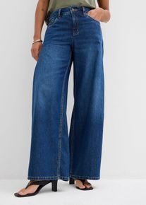 Jeans wide leg vita media, Blu, Taglia 56, bonprix