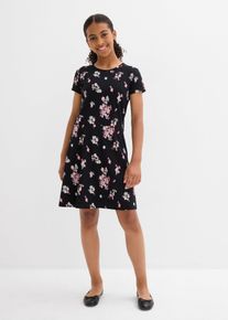 Abito di jersey in misto cotone biologico elasticizzato, Nero, Taglia 152/158, bonprix