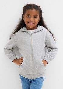 Felpa con zip e cappuccio in morbido misto cotone biologico, Grigio, Taglia 128/134, bonprix