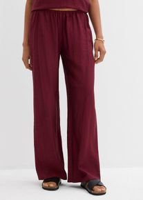Pantaloni con elastico in vita in misto viscosa operato, Rosso, Taglia 48, bonprix