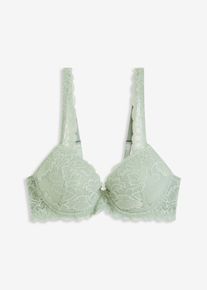 Reggiseno con coppe preformate e pizzo floreale, Verde, Taglia 70B, bonprix