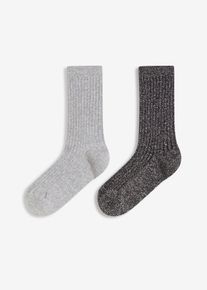 Calzini con cotone biologico e lurex (pacco da 2), Grigio, Taglia 35-38, bonprix