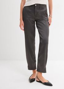 Pantaloni barrel shape in satin fluente, Grigio, Taglia 42, bonprix
