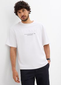 T-shirt in puro cotone biologico con scritta in 3D loose fit, Bianco, Taglia 44/46 (S), bonprix