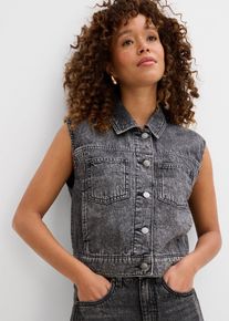 Gilet in jeans di cotone, Grigio, Taglia 60, bonprix
