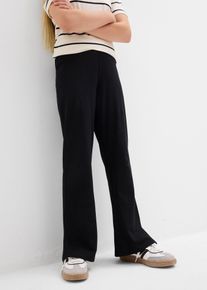 Pantaloni a gamba svasata in jersey elasticizzato misto con cotone biologico (confezione da 2), Nero, Taglia 158, bonprix