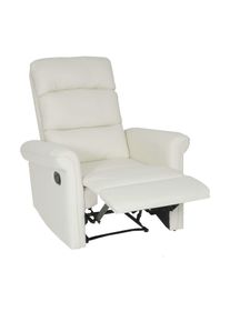Fernsehsessel HWC-J96, Relaxsessel Sessel Liegesessel, Liegefunktion verstellbar Kunstleder ~ creme-weiß