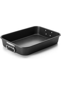 Ibili Auflaufform mit Metalgriff Moka 40 x 28 x 6,8 cm Ideal zum Grillen von Fleisch und Gemüse, Auflaufform, Schwarz