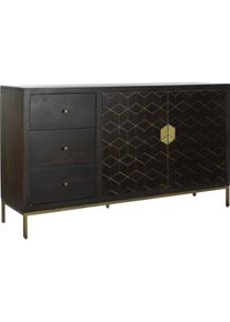 DKD Home Decor, Kommode + Sideboard, Sideboard Black Golden Dark brown 160 x 40 x 90 cm