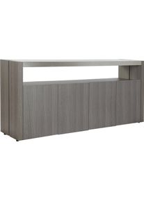 DKD Home Decor, Kommode + Sideboard, Sideboard Crystal Grey Aluminium Oak Tempered Glass (165 x 39 x 76 cm)