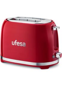 ufesa Toaster Classic T.Pin Up 2r Short Red, Toaster, Rot