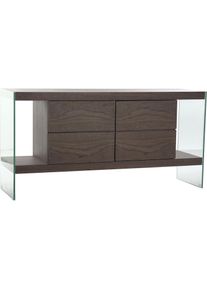 DKD Home Decor, Kommode + Sideboard, Sideboard Crystal Brown Transparent Walnut 160 x 45 x 80 cm MDF Wood (160 x 45 x 80 cm)
