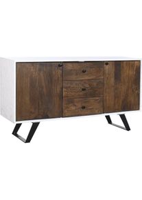 DKD Home Decor, Kommode + Sideboard, Sideboard White Dark brown Mango wood 150 x 40 x 80 cm (150 x 40 x 80 cm)