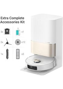 DREAME Saugroboter »mit Wischfunktion X40 Ultra Complete« Mop Extend, ausfahrbare Seitenbürste, 12.000 Pa Saugleistung in weiß