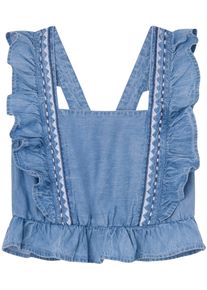 Pepe Jeans Rüschenbluse »QUELA« mit Rüschen am Träger und Saum in blau, Größe 10
