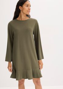 bonprix Női Rövid ruha fodorral, Punto di Roma anyagból, zöld, 36/38