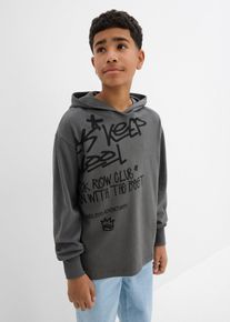 bonprix Hanorac oversize cu imprimeu graffiti din bumbac organic 100%, gri, 140/146