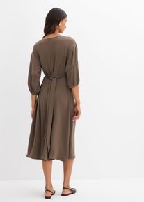 bonprix Sukienka z kreszowanego materiału, brązowy, 46