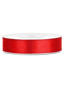 partydeco Ruban de 25 m en satin rouge