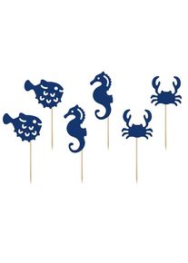 partydeco 6 bâtonnets à cupcake maritime Ahoy 12cm