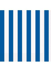 UNIQUE 16 serviettes de table Victoria bleu rayé 33cm