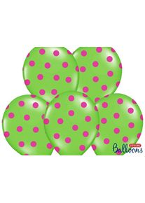 partydeco 50 ballons vert citron à pois