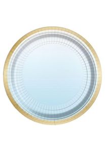 Amscan 6 assiettes en papier bordées d'or bleu métallisé 23cm