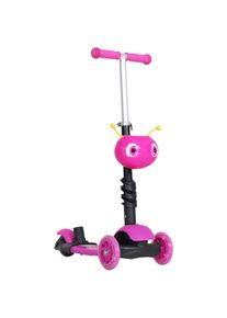 HOMCOM 5-in-1 Kids Toddler 3 Wheels Mini Kick Scooter Push Walker with Removable Seat & Back Rest for Girls and Boys Pink