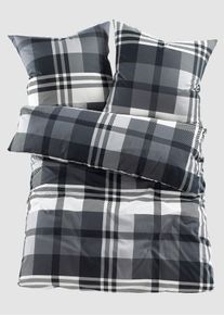 Parure de lit à carreaux - noir - taille 155x220 cm avec coton - bonprix