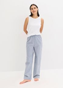 Pyjama avec top côtelé et pantalon tissé - blanc - taille 50/52 (XL) - 100% coton,Matière côtelée - bonprix
