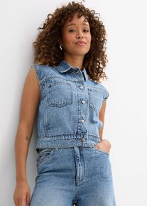 Gilet sans manches en jean - bleu - taille 48 avec coton - bonprix