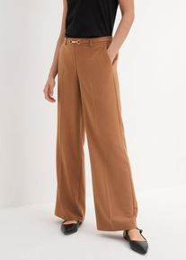 Pantalon large avec ceinture d&eacute;corative - marron - taille 42 - bonprix